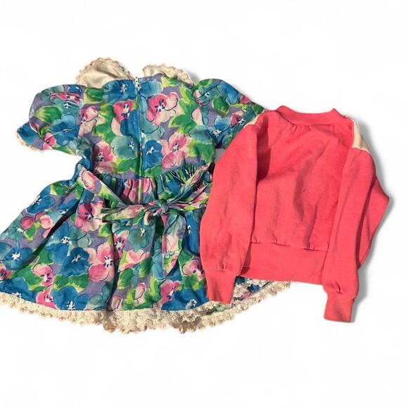 Awesome lot of two vintage retro 80s / 90s 12-18 months crewneck and dress - Picture 2 of 7